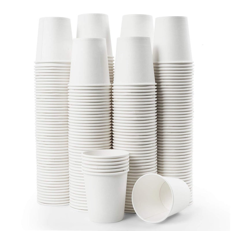 Vumdua 300 Pcs 6 oz Disposable Paper Cups, Hot Cold Beverage Drinking Cup for Coffee, Water, Tea, Juice, Espresso & Cortado (White) - Image 1